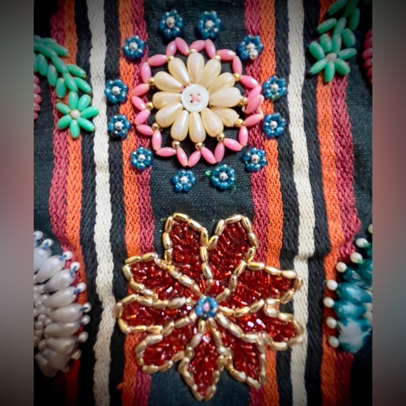 Beautiful Traditional Colorful Beaded Siwan/Egyptian Cloth Panel-One of a Kind - Picture 3 of 4